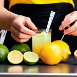 **Prompt:** A vibrant, close-up shot on a home bar counter, illustrating the personal journey of discovering unique cocktail tastes. Focus on hands actively experimenting with various colorful spirits, fresh citrus fruits (lemons, limes, grapefruits), and aromatic herbs. The scene should convey a sense of playful exploration and balanced flavors, with light highlighting the textures of ingredients.
